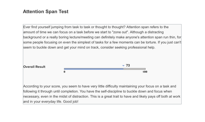 Attention Span Test